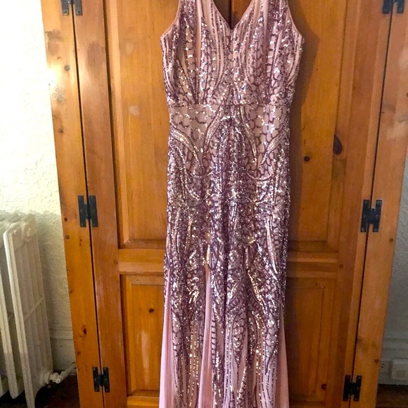 New W/O Tags, Rose Gold Evening Gown by Night Way. - Picture 2 of 14